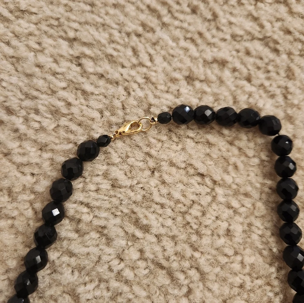 Beaded Black Necklace Purple‎ Floral Gold Abstract